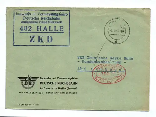 Brief Entwurfs Vermessungsbüro Deutsche Reichsbahn Halle ZKD
