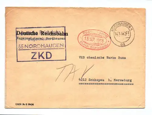 Brief ZKD Nordhausen Deutsche Reichsbahn Wegemeisterei 1966