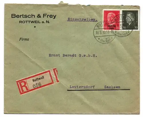 R Brief Bertsch Frey Rottweil a N Einschreiben 1930
