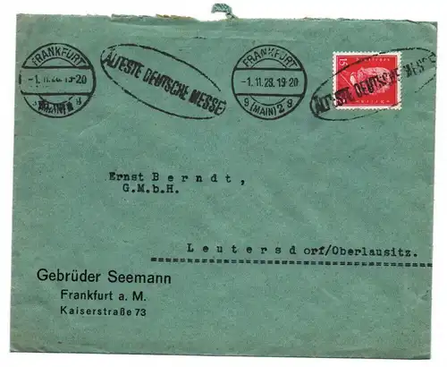 Brief Gebrüder Seemann Frankfurt Main DR 1928