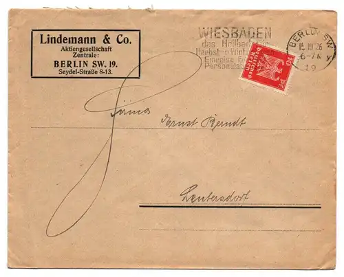 Brief Lindemann Aktiengesellschaft Berlin 1926