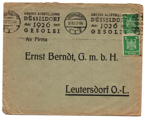 Brief Grosse Ausstellung Düsseldorf 1926 Gesolei DR