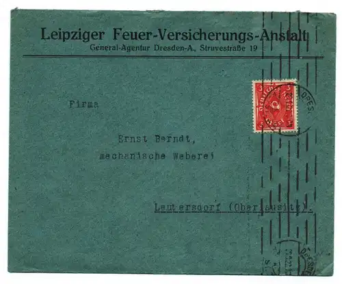 Brief Leipziger Versicherungsanstalt General Agentur Dresden DR