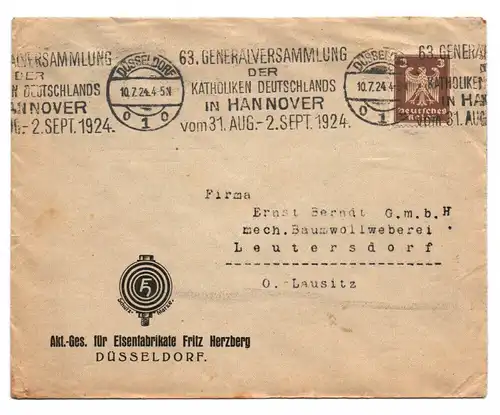 Brief Aktiengesellschaft für Eisenfabrikate Fritz Herzberg Düsseldorf 1924