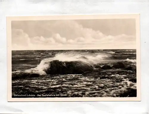 Ak Ostseebad Lubmin – Der Teufelsstein bei Sturm