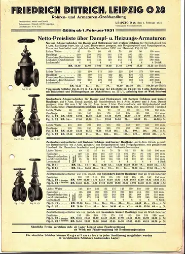 Prospekt Friedrich Dittrich Leipzig Röhren - & Armaturen Großhandlung Klempner