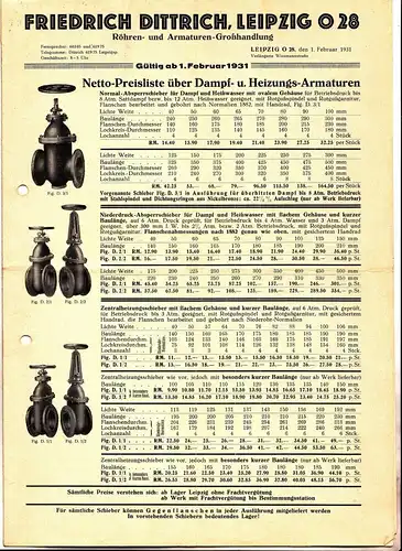 Prospekt Friedrich Dittrich Leipzig Röhren - & Armaturen Großhandlung Klempner 