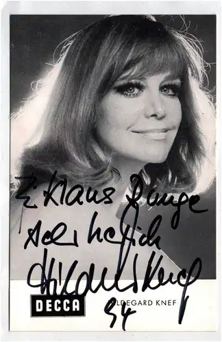 Autogrammkarte Hildegard Knef Widmung Autogramm Decca