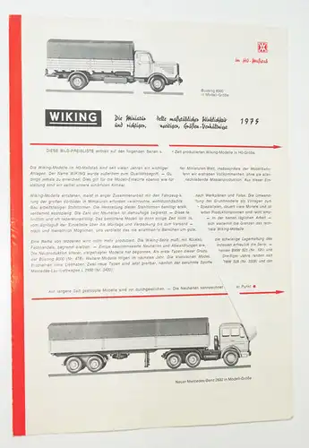 Preisliste 1975 Wiking Verkehrsmodelle