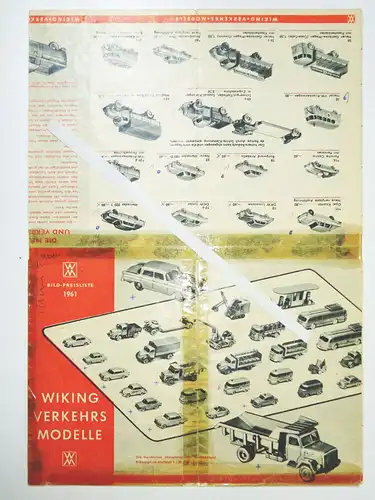 Prospekt Wiking Verkehrsmodelle 1961 Bild Preisliste