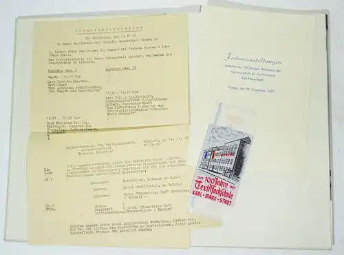100 Jahre Ingenieurschule für Textilindustrie Karl Marx Stadt 1957 Programm Buch