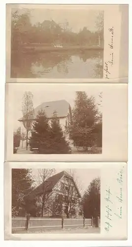 3 x Foto Ak Langebrück 1910/11 Häuser Garten