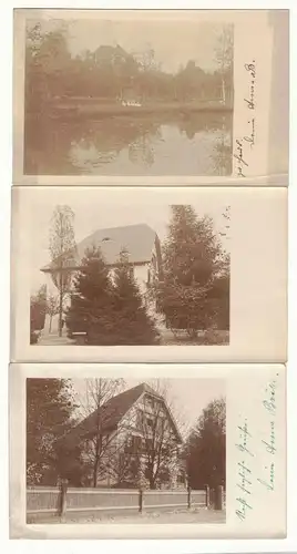 3 x Foto Ak Langebrück 1910/11 Häuser Garten 