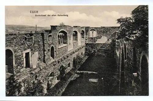 Ak Eger Bankettsaal der alten Kaiserburg Cheb Tschechien