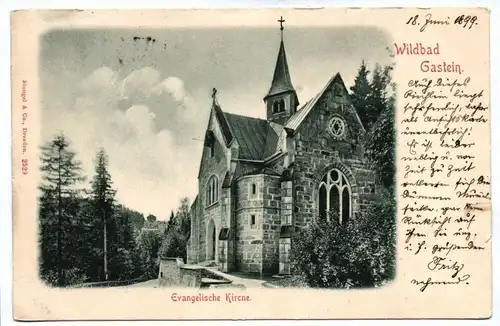 Ak Wildbad Gastein Evangelische Kirche Österreich 1899