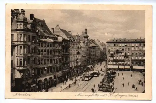 Ak München Marienplatz mit Kaufingerstraße Bayern