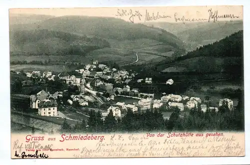 Ak Gruss aus Schmiedeberg von der Schutzhütte gesehen Sachsen DR 1903