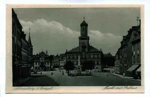 Ak Schneeberg im Erzgebirge Markt mit Rathaus Sachsen