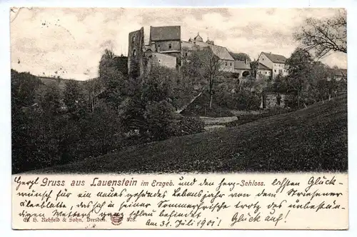 Ak Gruss aus Lauenstein im Erzgebirge Schloss Sachsen DR 1902