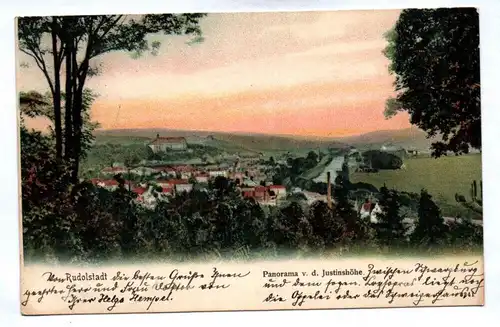 Ak Rudolstadt Panorama Justinshöhe Thüringen