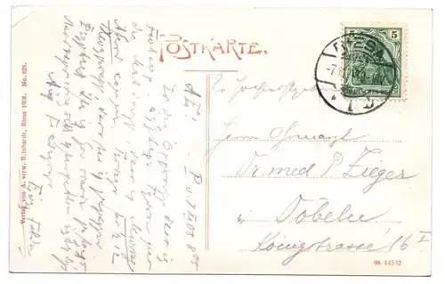 Ak Gröba bei Riesa Schloss und Hafenbrücke 1908 