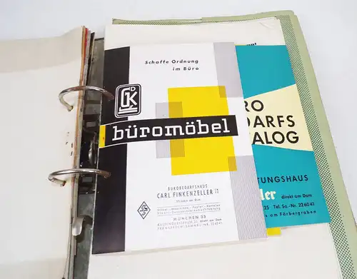Ordner voll Prospekte Büromöbel Bürobedarf 1960er BRD Kataloge