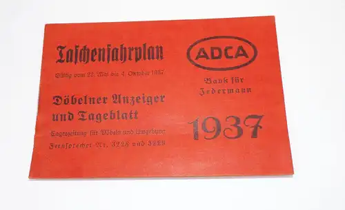 Taschenfahrplan Döbeln und Umgebung 1937 ADCA Omnisbus Eisenbahn Fahrplan