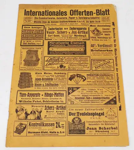 Internationales Offerten Blatt Nummer 33 1912 Anzeiger Reklame Annoncen