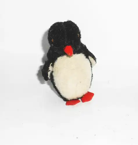 Süßer kleiner Plüsch Pinguin Vintage Glasaugen 8 cm 1930er !