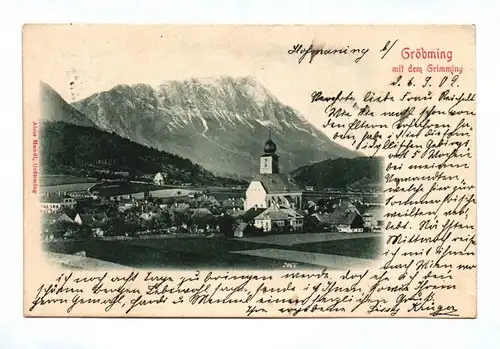 Ak Gröbming mit dem Grimming 1902 Österreich