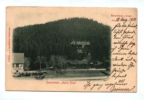 Ak Sommerheim Marie Elise Bärenburg Erzgebirge Sachsen DR 1903