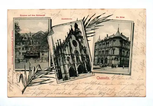 Ak Chemnitz Sachsen DR 1903 Brunnen Holzmarkt Jacobikirche Die Börse