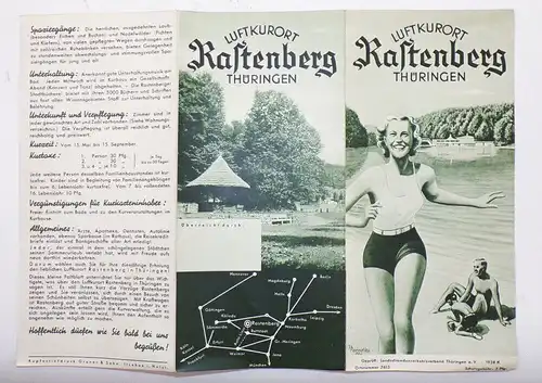 Reise Prospekt Rastenberg Thüringen Luftkurort 1938