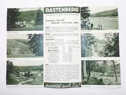 Reise Prospekt Rastenberg Thüringen Luftkurort 1938