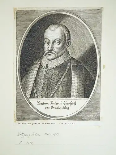 Kupferstich Joachim Friedrich Kurfürt von Brandenburg 1700er 1800er