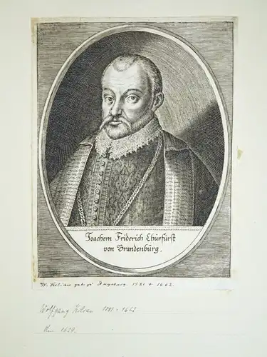 Kupferstich Joachim Friedrich Kurfürt von Brandenburg 1700er 1800er 