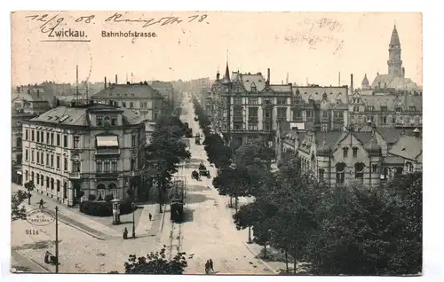 Ak Zwickau Bahnhofstrasse 1908