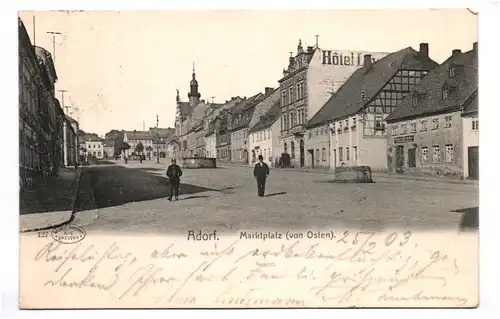 Litho Ak Adorf Marktplatz von Osten 1903