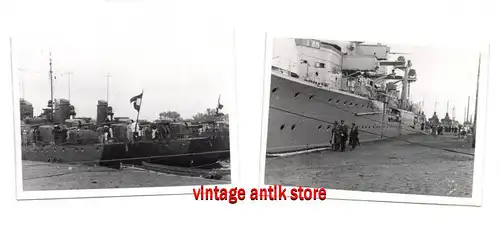 Foto Lot Panzerkreuzer in Swinemünde 1935 Marine Schiff Kriegsschiff