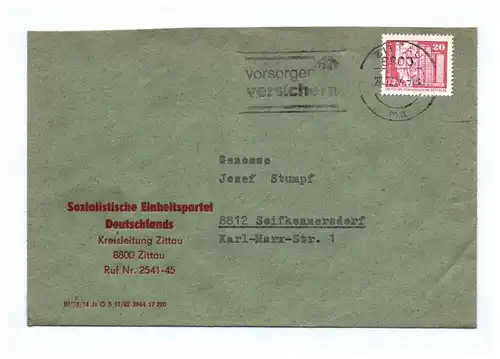 Brief Sozialistische Einheitspartei Deutschlands Kreisleitung Zittau DDR 1984