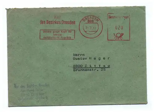 Brief Rat des Bezirkes Dresden 1983 DDR Briefkuvert