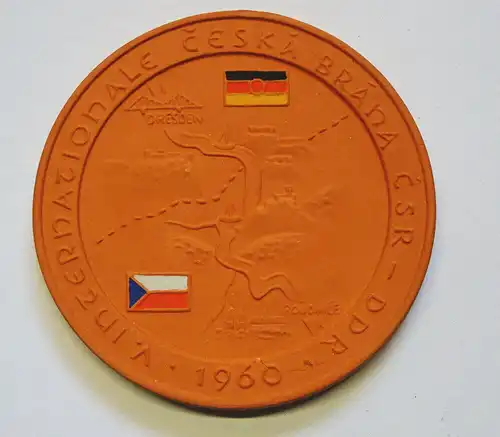 Porzellan Plakette Frieden Regatta Tschechoslowakei DDR Elbe 1960