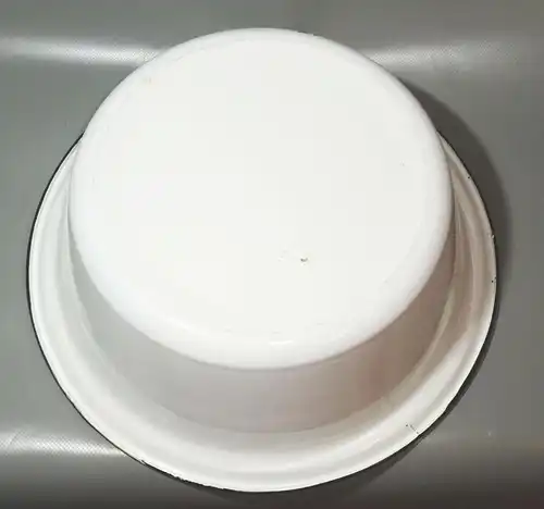 DDR Emaille Waschschüssel Ø 36,5 cm Weiß schwarzer Rand Pflanzschale (9