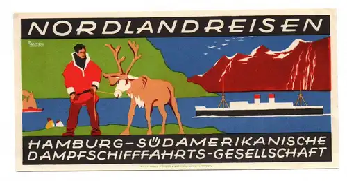 Alter Druck Nordlandreisen HAPAG Anton Hamburg Vignette 1930er 