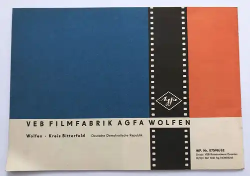 Agfa Schwarz Weiß Photomaterialien 1962 DDR VEB Wolfen Kamera Prospekt