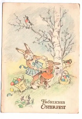 Ak tanzende Hasen wohl Fritz Baumgarten 1955