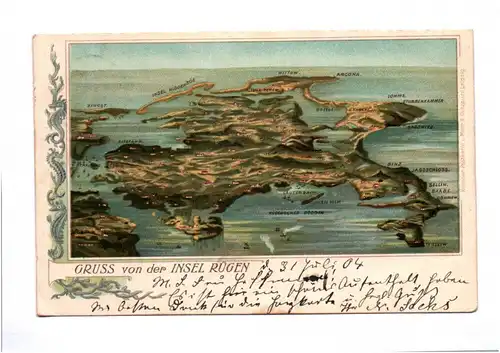 Litho Ak Gruss von der Insel Rügen 1904