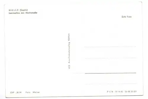 Ak Halle Saale Leninallee mit Hochstraße 1974 DDR