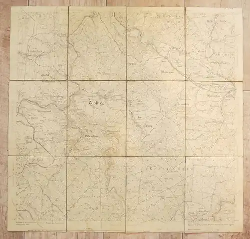 Alte Leinen Landkarte Section Zöblitz 1889 DR Karte Sachsen