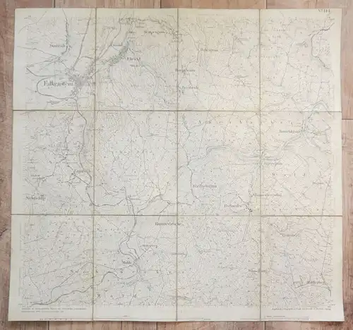 Alte Karte Section Falkenstein 1898 Landkarte Leinen Sachsen DR